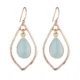 Nicole Fendel Rose Gold Selene Teardrops Stone Earrings Aqua Chalcedony