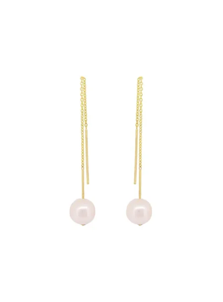 Coco Pearl Drop Cable Chain Thread Earrings in 9ct Gold