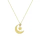 Solid 9ct Gold Crescent Moon Star Charm Necklace