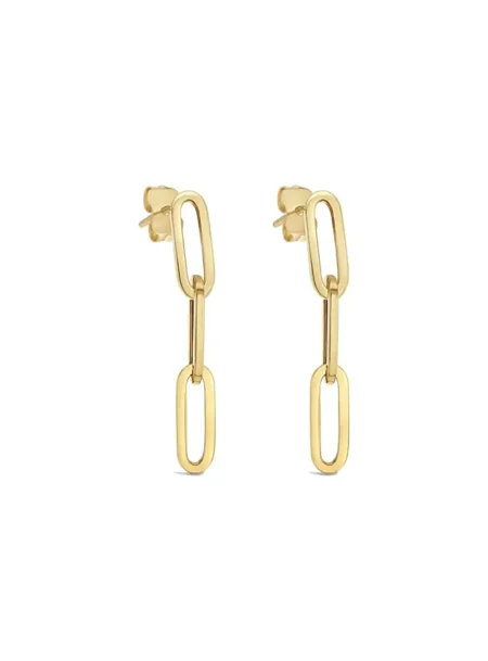 Paperclip Dangle Earrings in 9ct Gold