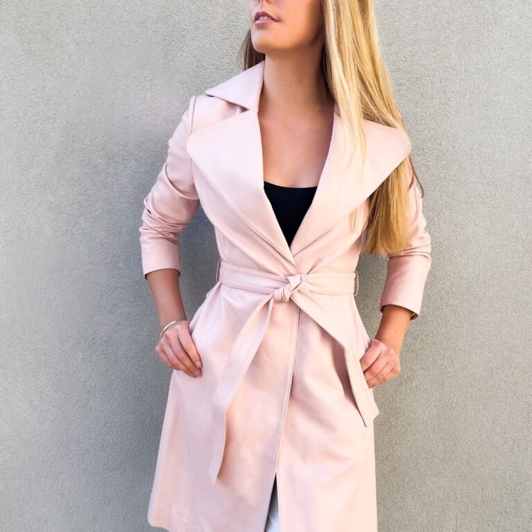 Jene Leather Trench | Blush