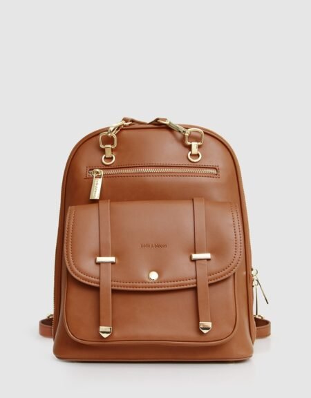 5th Ave Leather Backpack Camel