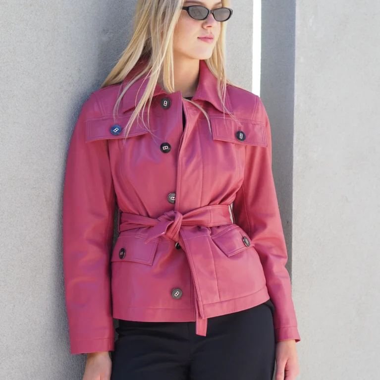 Olivia Belted Jacket | Hot Pink